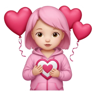 baby girl on a paper background with valentines day decor sticker