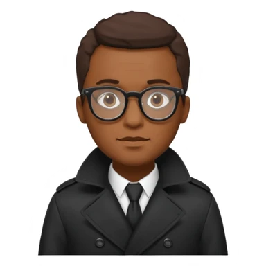 black man in black trenchcoat and glasses sticker