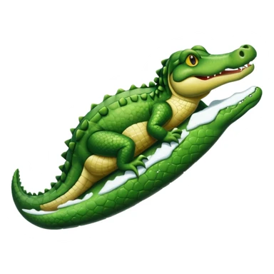 alligator sliding down snowy hill sticker
