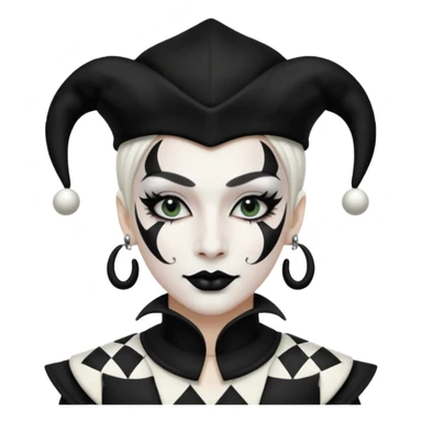 make a black and white jester uniform with white makeup and black lipstick sticker