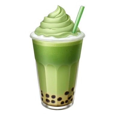 matcha latte with boba and ice without sticks for drinking and add a lil coffee  sticker