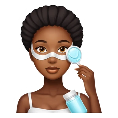 Black girl doing skin care mask sticker
