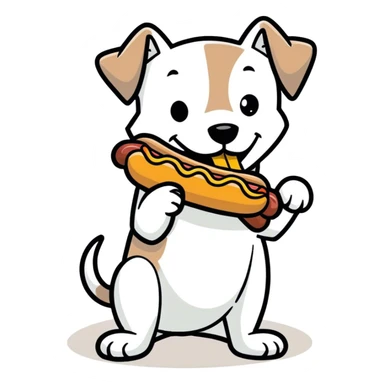 Dog eating hot dog sticker
