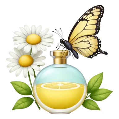 Lemon perfume with Daisy flowers, and butterfly, pastel aesthetic, pastelcore sticker