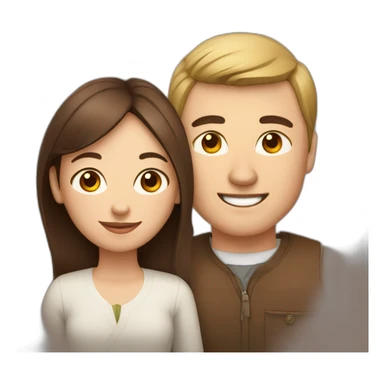 man and Chinese lady with brown Staffordshire terrier dog sticker