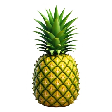 Cinematic Realistic Pineapple Emoji, Tropical and vibrant, with a golden-yellow textured skin and a crown of spiky green leaves on top. The body of the fruit is sharply geometric, its surface rich with natural patterns. Soft glowing outline, capturing the essence of exotic sweetness and tropical flair in a fresh pineapple! sticker