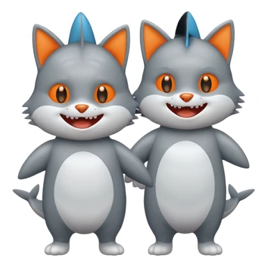 2 happy cats wearing shark costumes sticker