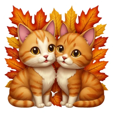 Brown cat kisses cat on autumn  sticker