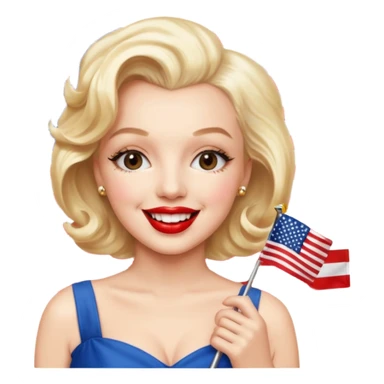 Marilyn Monroe, with american flag sticker