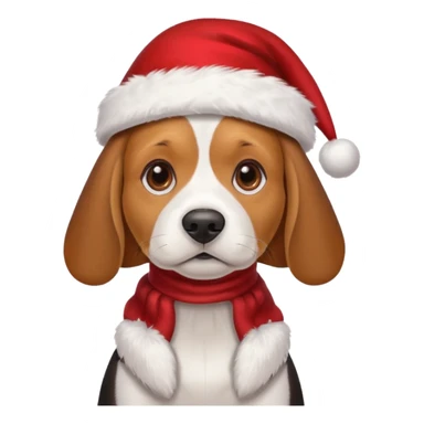 Beagle dog with a Christmas hat sticker