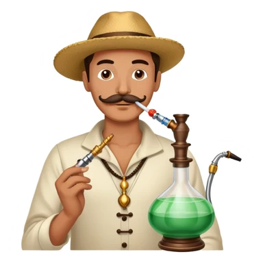 Man with a moustaches smoking a hookah sticker