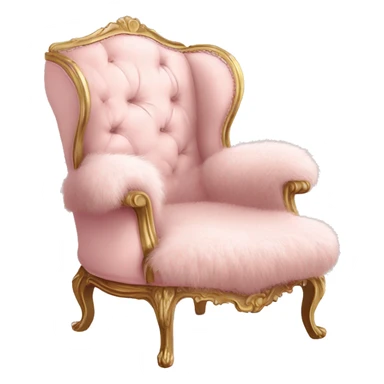 vintage pale pink rococo chair with fur throw blanket sticker