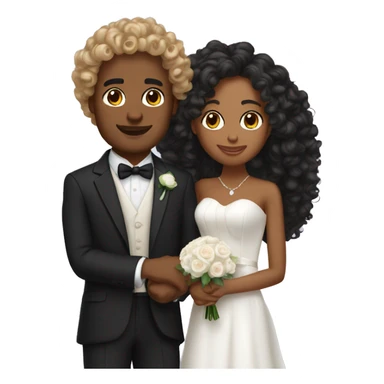 two people getting married curly hair tan skin sticker
