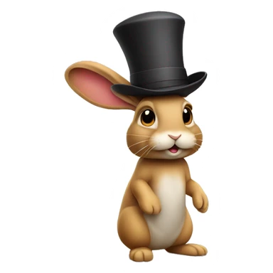 profile rabbit stands on two legs with a hat two ears sticker