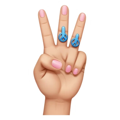 peace sign emoji but with the middle and ring fingers up instead of the index and middle finger. Keep the pinky, index, and thumb down. Only have the 5 normal fingers in the picture sticker