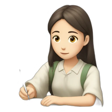 Studio ghibli girl preparing for her exam  sticker