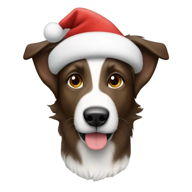 A Austrian shepherd that’s black brown and white and has a Santa hat on sticker