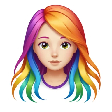 Girl with rainbow long hair — bright gradient strands flowing sticker