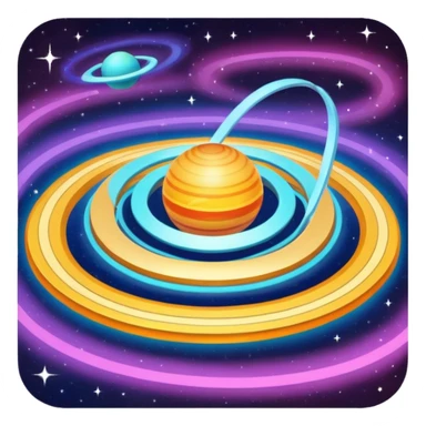 galaxy planet with ring and radio waves  sticker