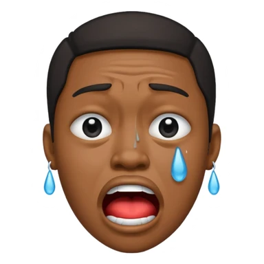 Black person crying with moutj wide open frowning sticker