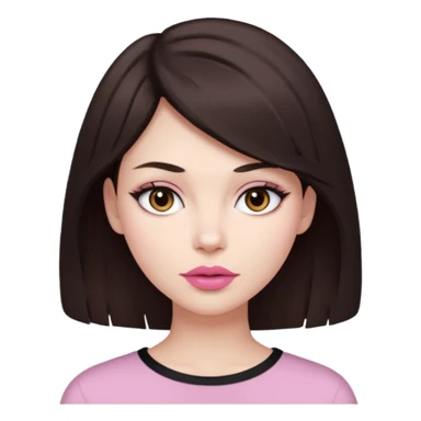my hair is dark brown almost black, reaching my underarm. the haircut is wolfcut, pretty lasher hut not thick. slightly pink lips. sticker