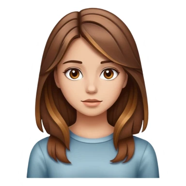 A pretty girl with brown hair and highlights gripping sticker