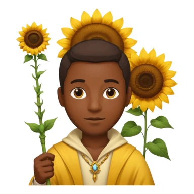 black man god with sunflower, scepter sticker