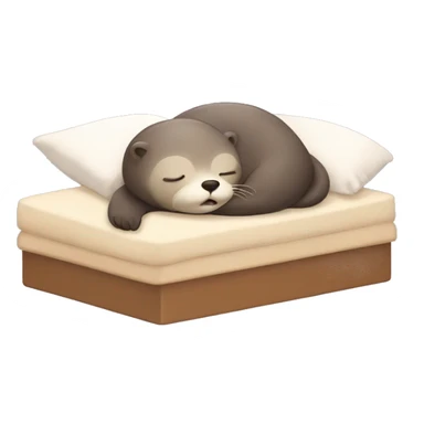 Sleepy otter with pijamas tucked in bed sticker