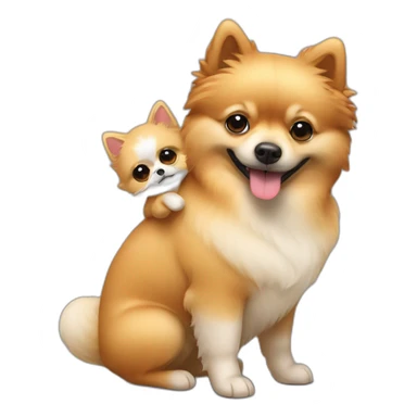 German mini pintscher hugging a pomeranian sticker