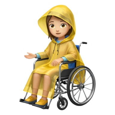 Girl in a wheelchair with rain poncho sticker