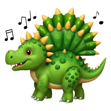 cartoon stegosaurus with music notes funny face sticker