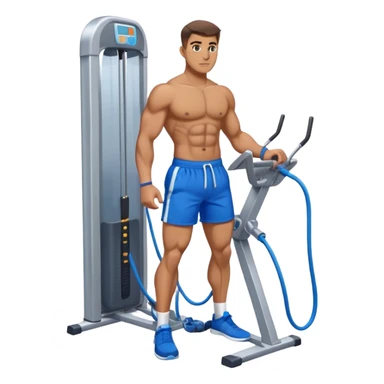 fit man with blue shorts using cable-machine sticker