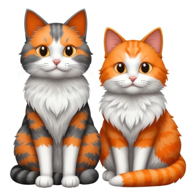 a very fluffy grey and white cat sitting next to another cat sticker