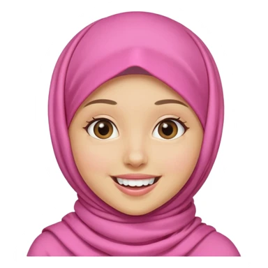 A medium light skin girl with pink hijab smile JANGAN KELIHATAN GIGI sticker