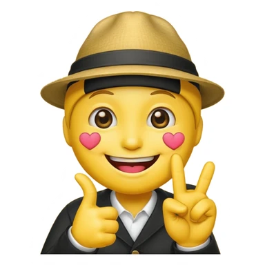 A Smiling Face with Smiling Eyes emoji with a hand korean finger heart emoji that has the middle finger sticking out sticker