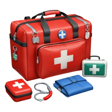 A paramedic’s emergency kit bag placed beside the ambulance door.
 sticker