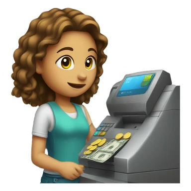 girl paying at the cash register sticker