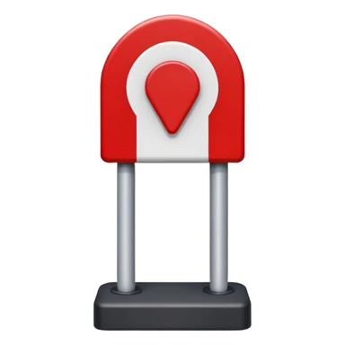 Représente moi une borne kilométrique rouge et blanche le bas est blanc et rectangulaire et le haut est en demi cercle rouge sticker