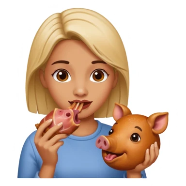 Une femme qui mange un cochon  sticker