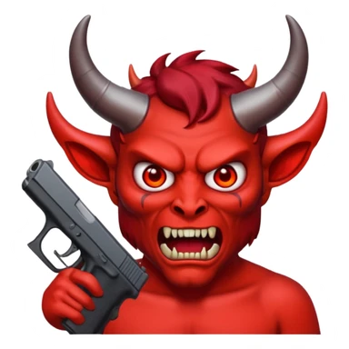 Emoji de cara de demonio agarrando una glock 18 sticker