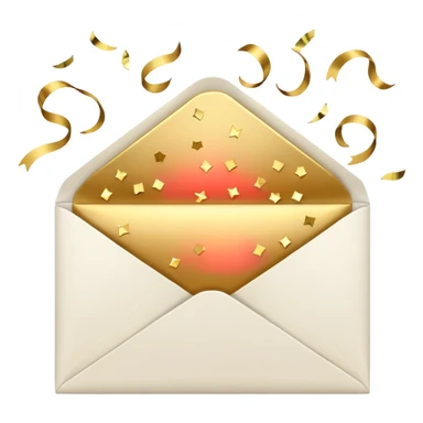 white envelope фтв gold confetti sticker