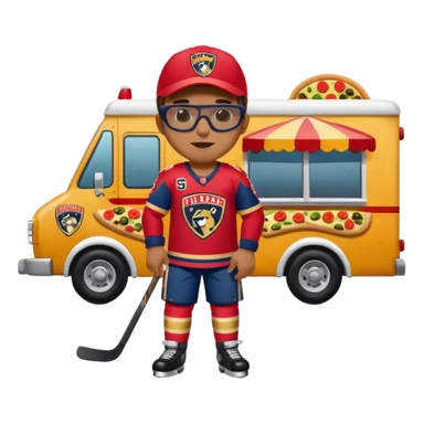 The galaxy with a with a Florida Panthers player
With a taco truck and a pizza truck with a house
 sticker