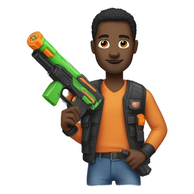 Black man holding nerf gun sticker