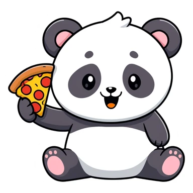 Panda eating pizza sticker