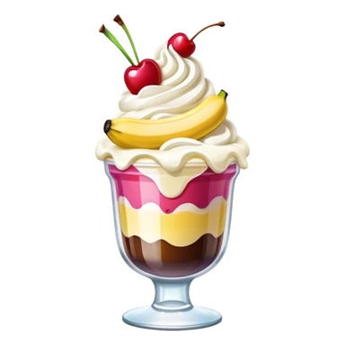cute banana split in glass ice cream cup sticker