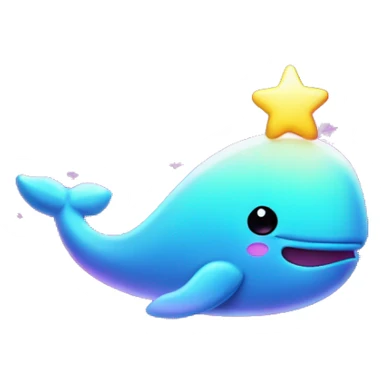 Two Kawaii neon star glitter whale emoji    sticker
