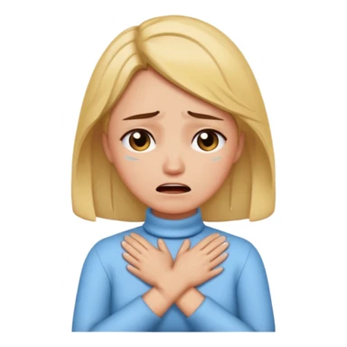 Women crossing hands on her neck crying  sticker