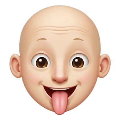 bald boy smiling portrait long nose tongue sticking out sticker
