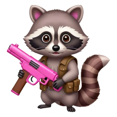 Raccoon holding a pink gun sticker