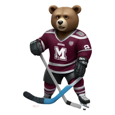 Bear playing hockey maroon jersey “Missouri state” sticker